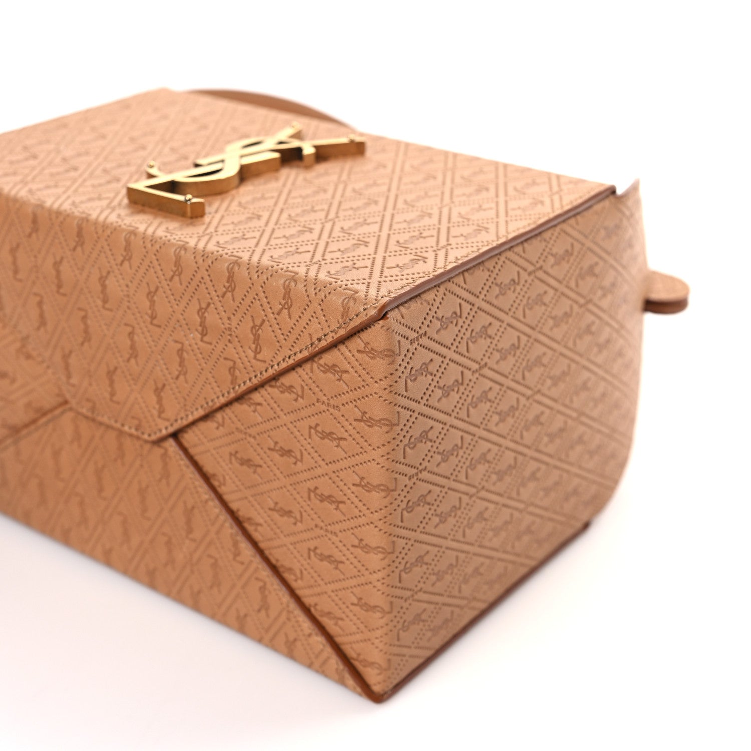 Saint Laurent Calfskin Monogram Take Away Box Dusty Vintage Brown Gold 8 of 9