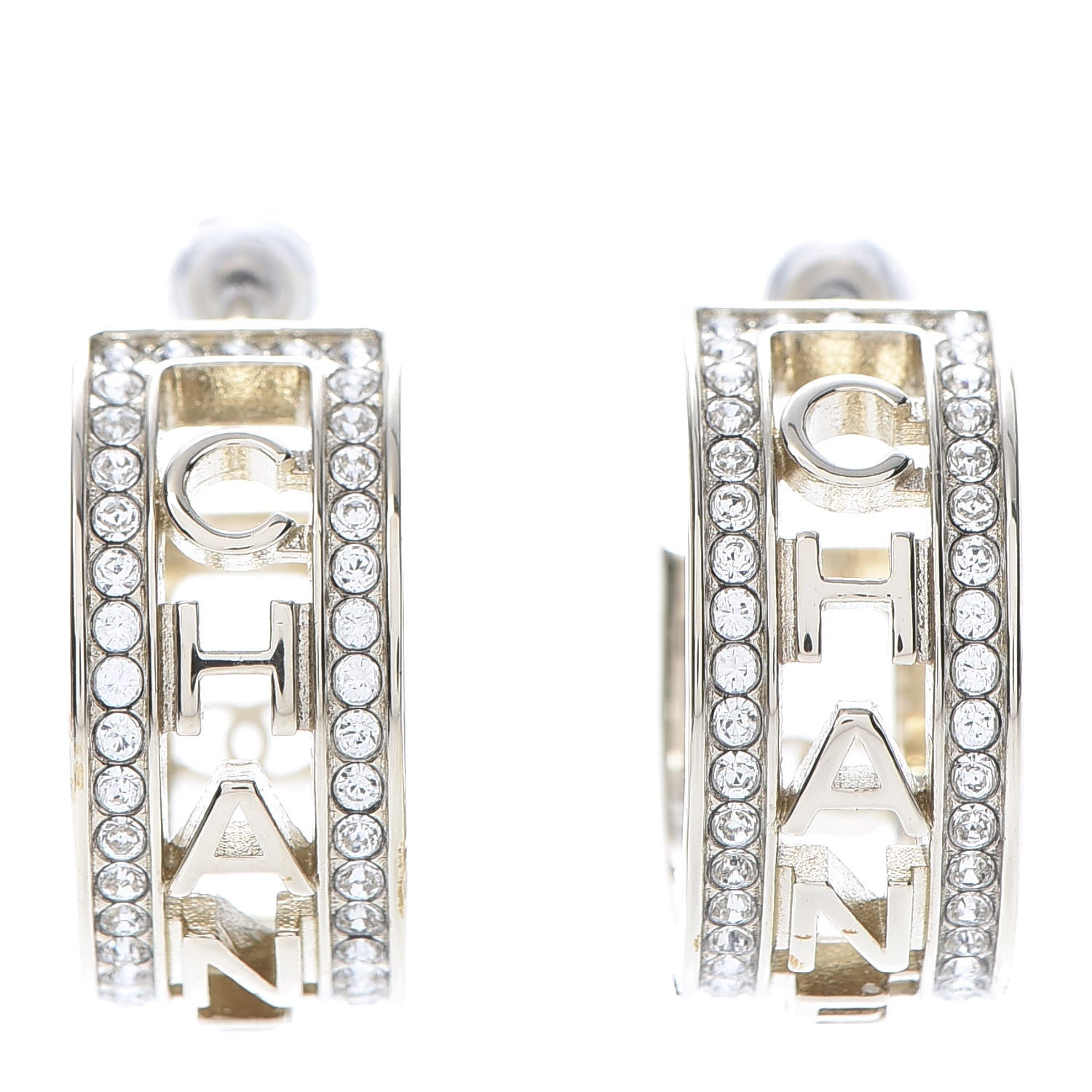 Chanel Metal Crystal Bow-tiful CC Hoop Earrings Gold 1 of 6