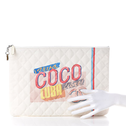 Chanel Canvas Large Coco Cuba Cosmetic Case Yellow Turquoise 2 of 9