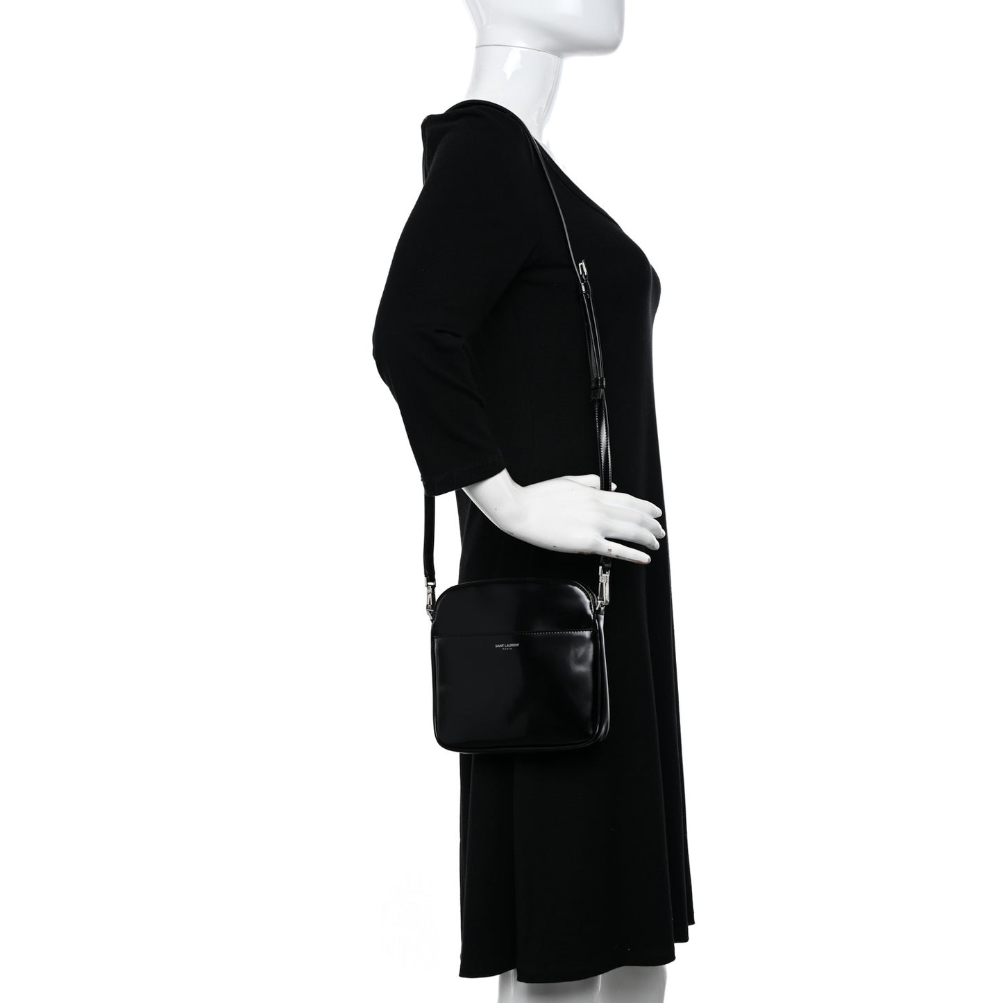 Brushed Calfskin Mini Camera Bag Black