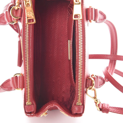 Prada Saffiano Lux Micro Galleria Double Zip Tote Fuoco 5 of 12