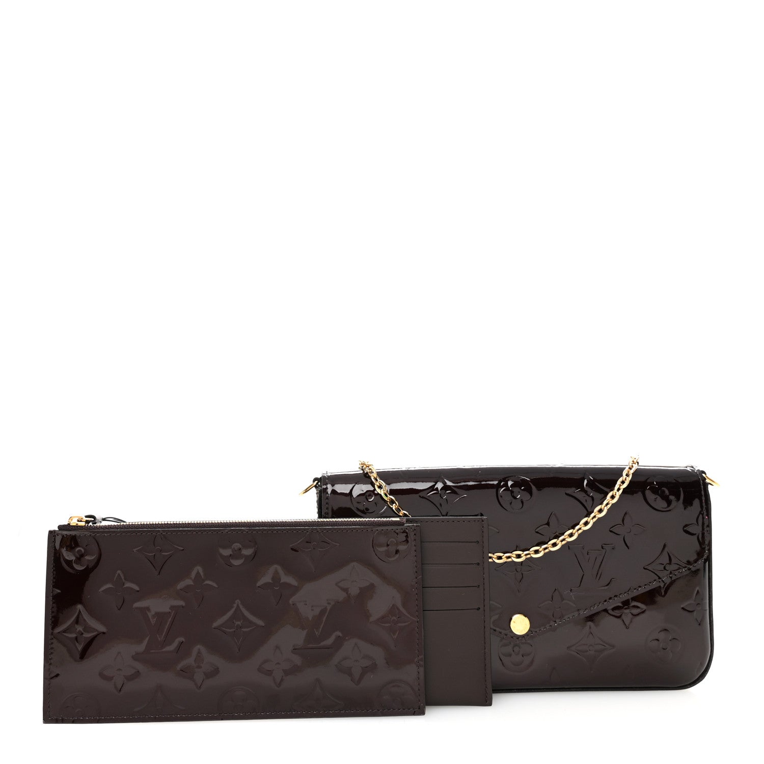 Louis Vuitton Vernis Pochette Felicie Chain Wallet Amarante 3 of 11