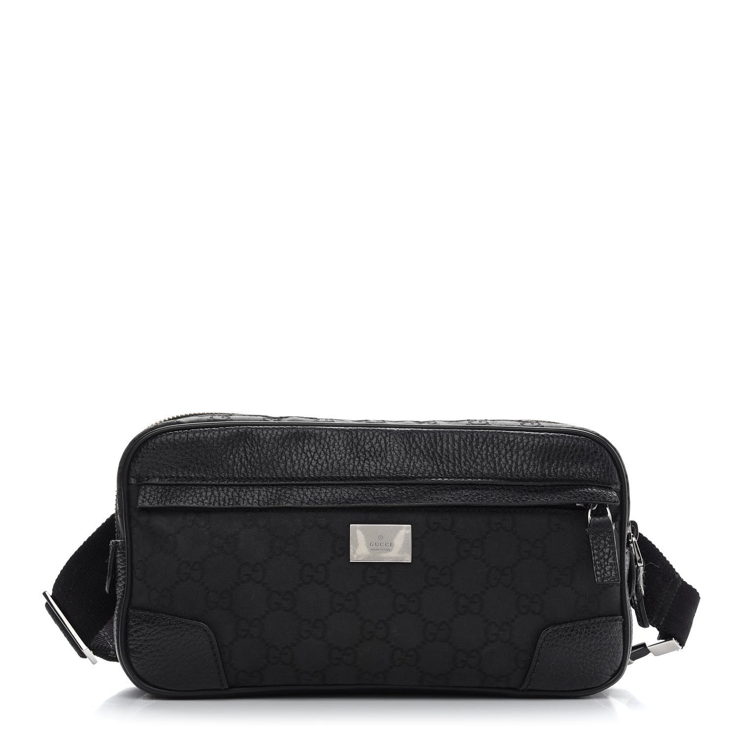 Pebbled Calfskin Nylon Monogram Belt Bag Black