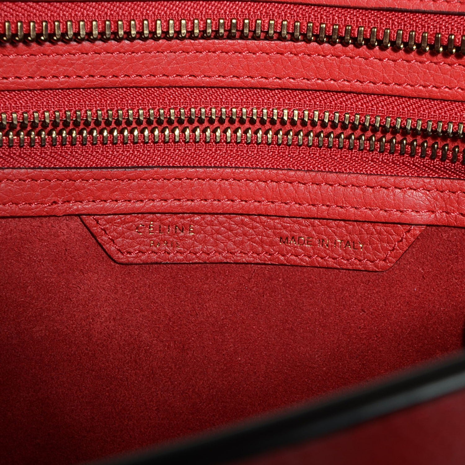 Celine Drummed Calfskin Micro Luggage Coquelicot 6 of 9