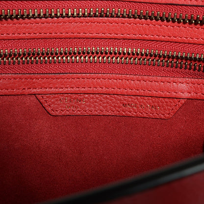 Celine Drummed Calfskin Micro Luggage Coquelicot 6 of 9