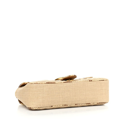 Gucci Raffia Elaphe Matelasse Small GG Marmont Shoulder Bag Natural Cream Brown 3 of 10