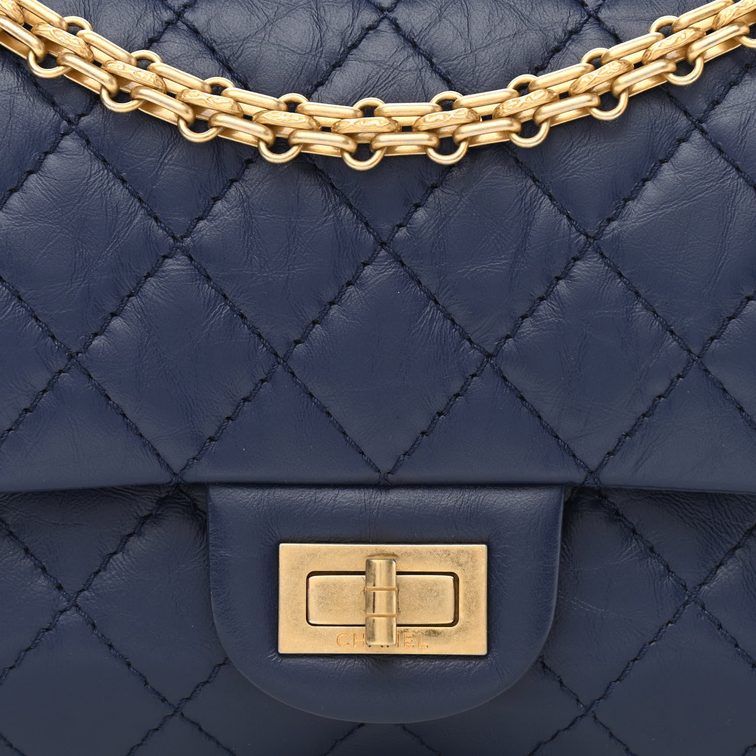 Chanel Aged Calfskin Quilted 2.55 Reissue 225 Flap Navy 8 of 13