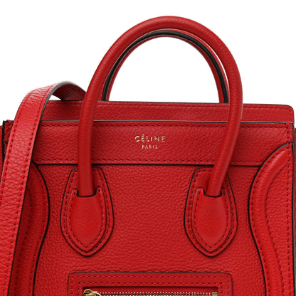 Celine Drummed Calfskin Nano Luggage Coquelicot 9 of 14