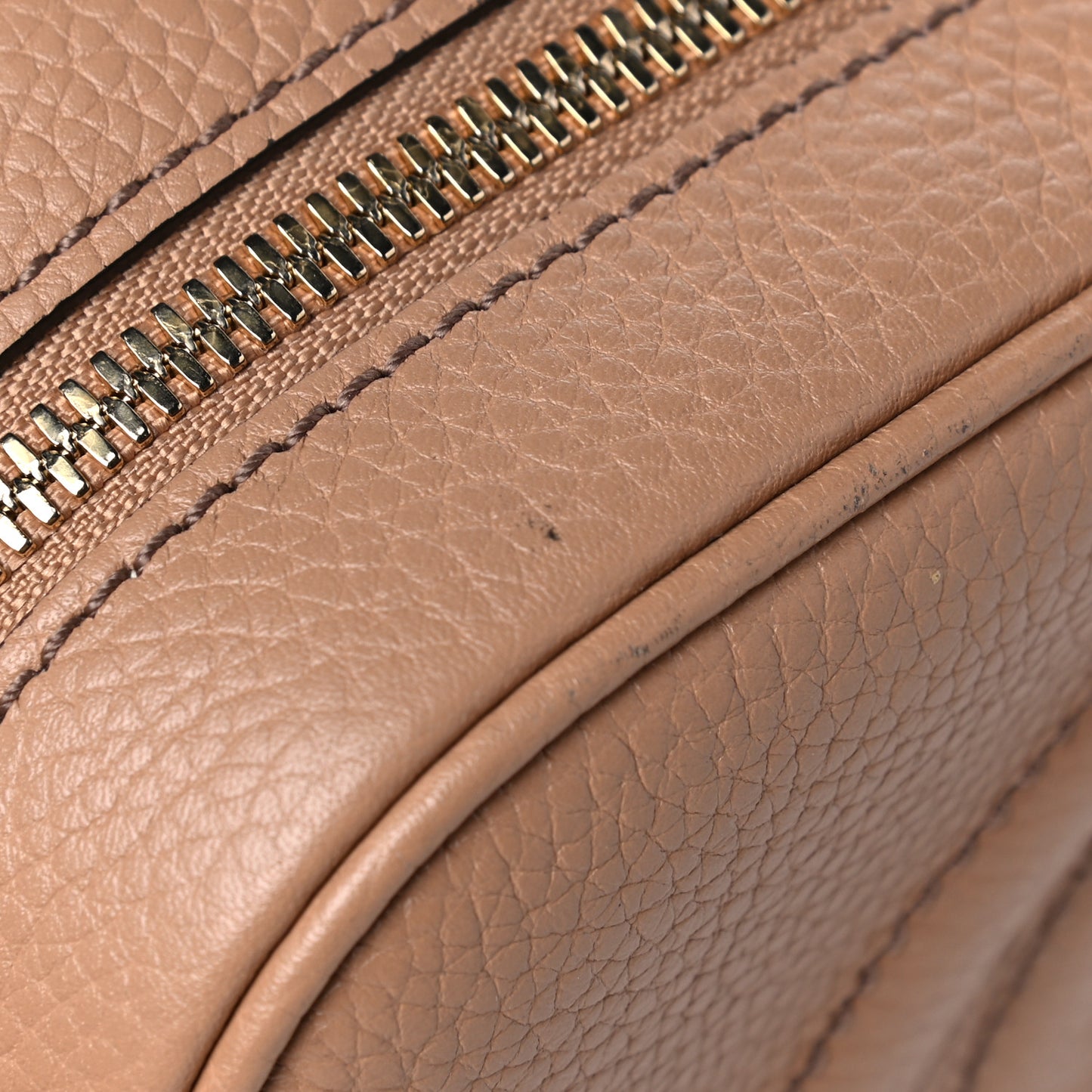 Pebbled Calfskin Small Soho Disco Bag Camelia