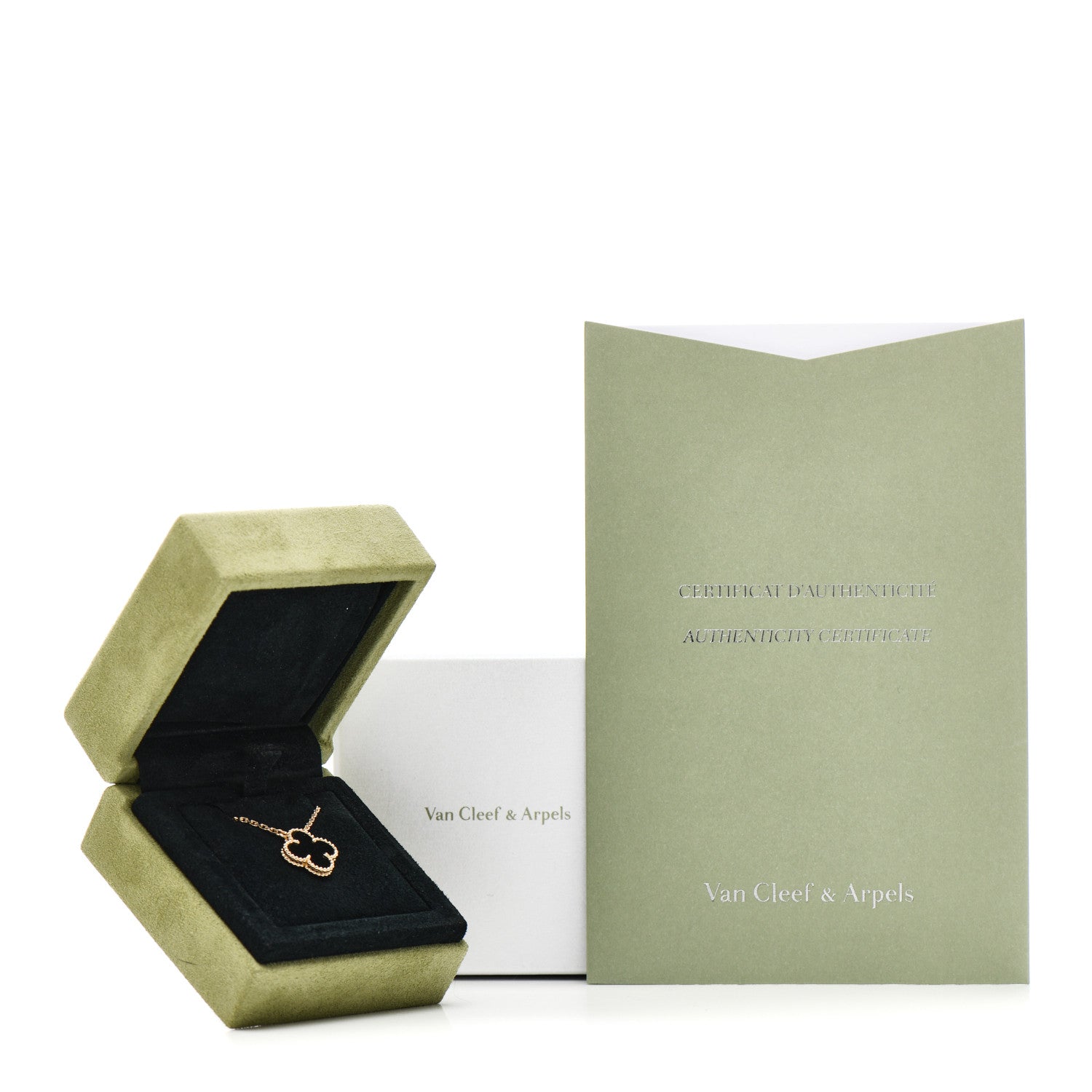 Van Cleef & Arpels 18K Yellow Gold Black Onyx Vintage Alhambra Pendant Necklace 6 of 6
