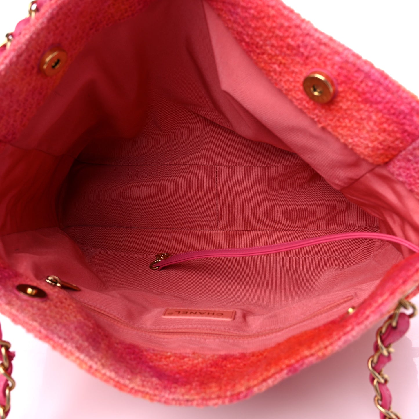 Tweed Quilted CC Shopping Tote Pink Orange