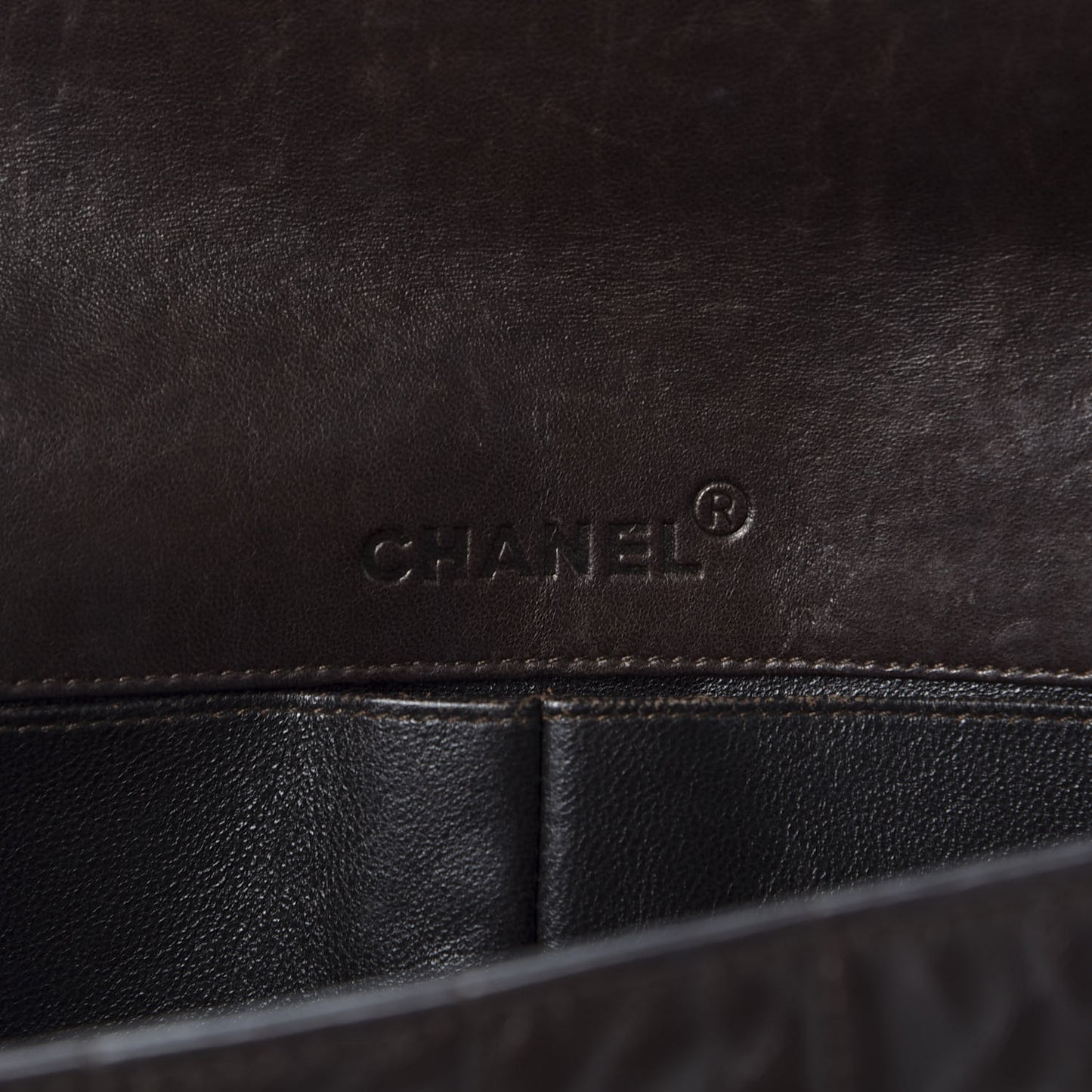 Lambskin East West Chocolate Bar Flap Dark Brown