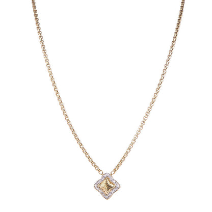 David Yurman 18K Yellow Gold Pave Diamond Quatrefoil Necklace 1 of 6