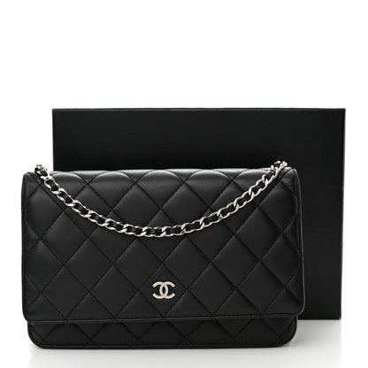 Chanel Lambskin Quilted Wallet On Chain WOC Black 13 of 13
