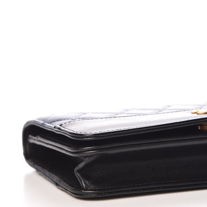 Chanel Aged Calfskin Quilted Gabrielle Wallet On Chain WOC Navy Black 9 of 14