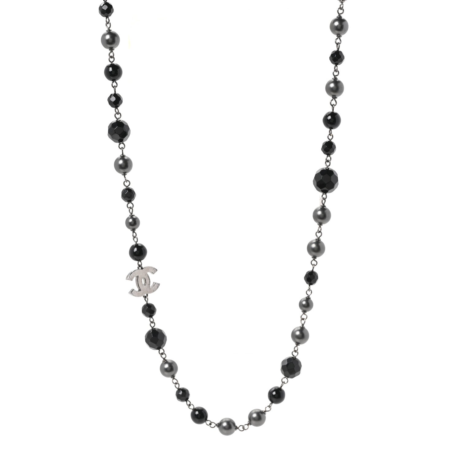 Chanel Ruthenium Beaded CC Long Necklace Black 1 of 4
