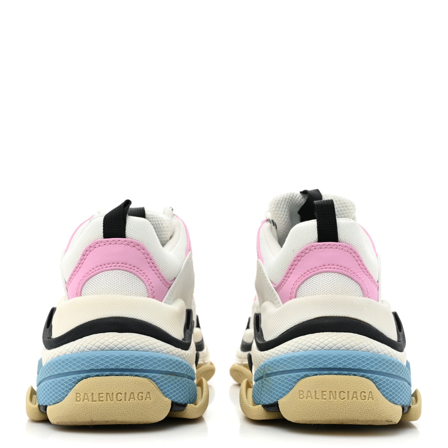 Fabric Mesh Washed Effect Womens Triple S Sneakers 36 Pink White Blue