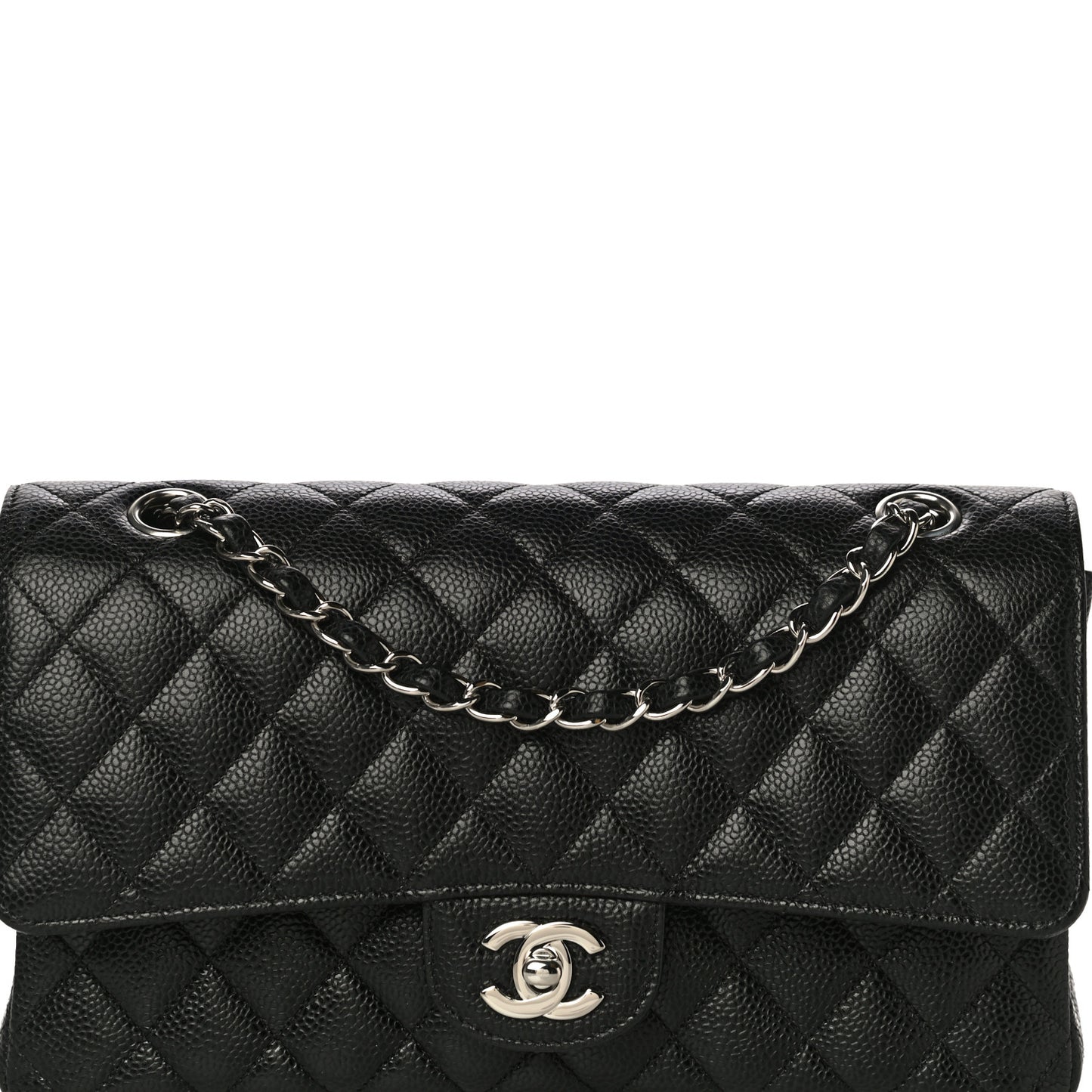 Caviar Quilted Medium Double Flap Black