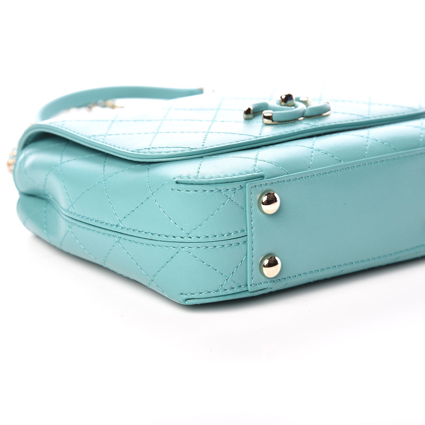Calfskin Stitched Small Covered CC Flap Bag Green