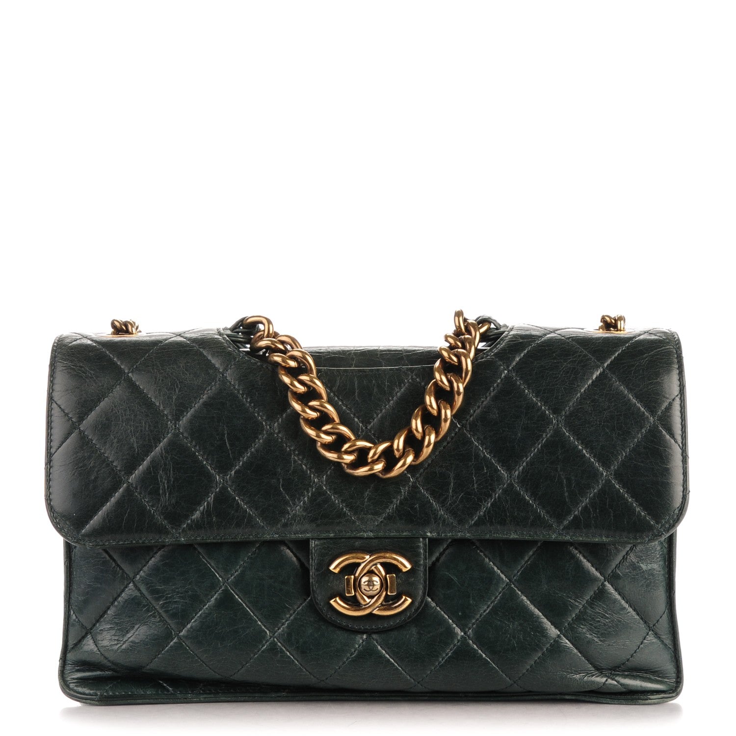 Chanel Glazed Calfskin Quilted Perfect Edge Large Flap Green 1 of 8