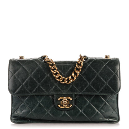 Chanel Glazed Calfskin Quilted Perfect Edge Large Flap Green 1 of 8