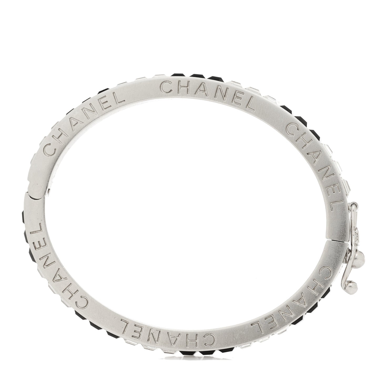 Crystal Baguette Bangle Silver Black