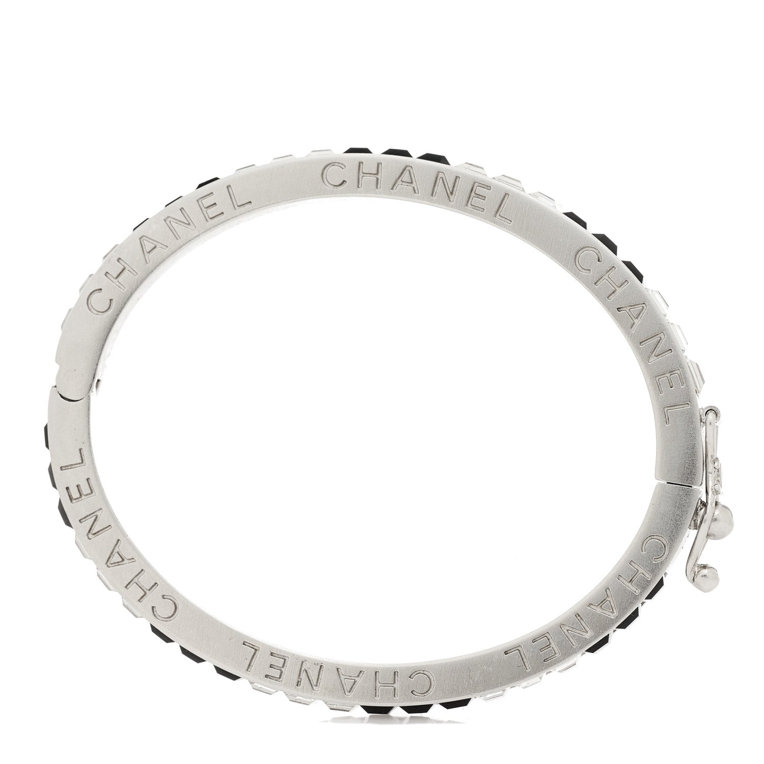 Chanel Crystal Baguette Bangle Silver Black 5 of 6