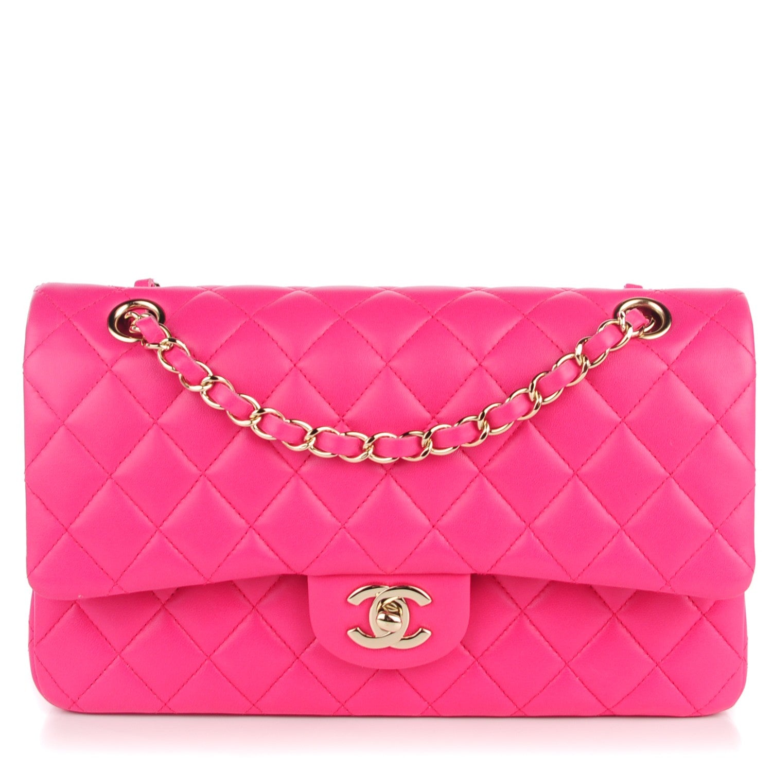 Chanel Lambskin Quilted Medium Double Flap Dark Pink 1 of 8