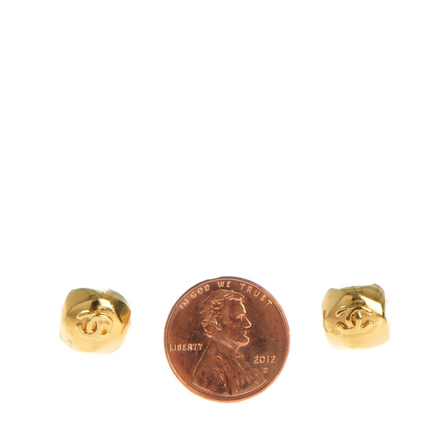 CC Button Earrings Gold