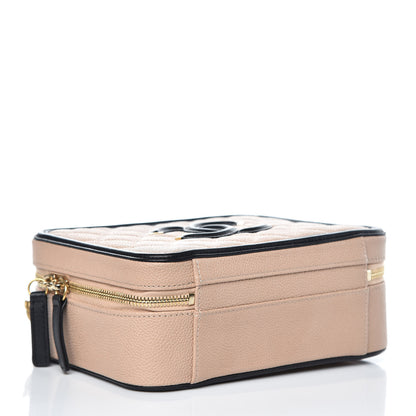 Chanel Caviar Quilted Medium CC Filigree Vanity Case Beige Black 4 of 9