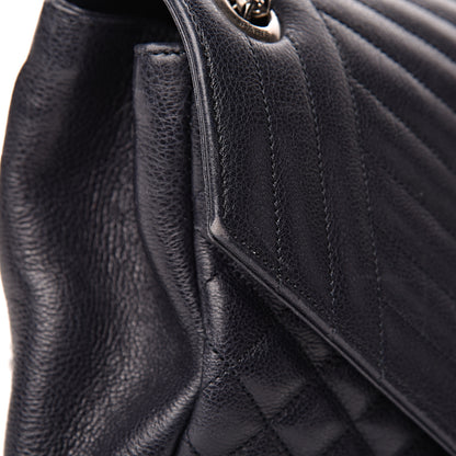 Saint Laurent Calfskin Mixed Matelasse Triquilt Large Monogram Envelope Satchel Deep Marine 22 of 25