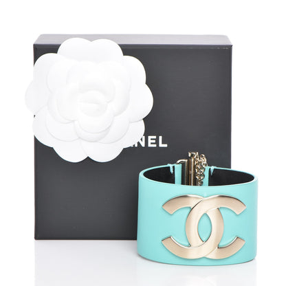Chanel Calfskin CC Wide Cuff Light Green 6 of 7