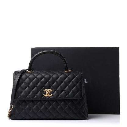 Chanel Caviar Lizard Quilted Medium Coco Handle Flap Black 14 of 14