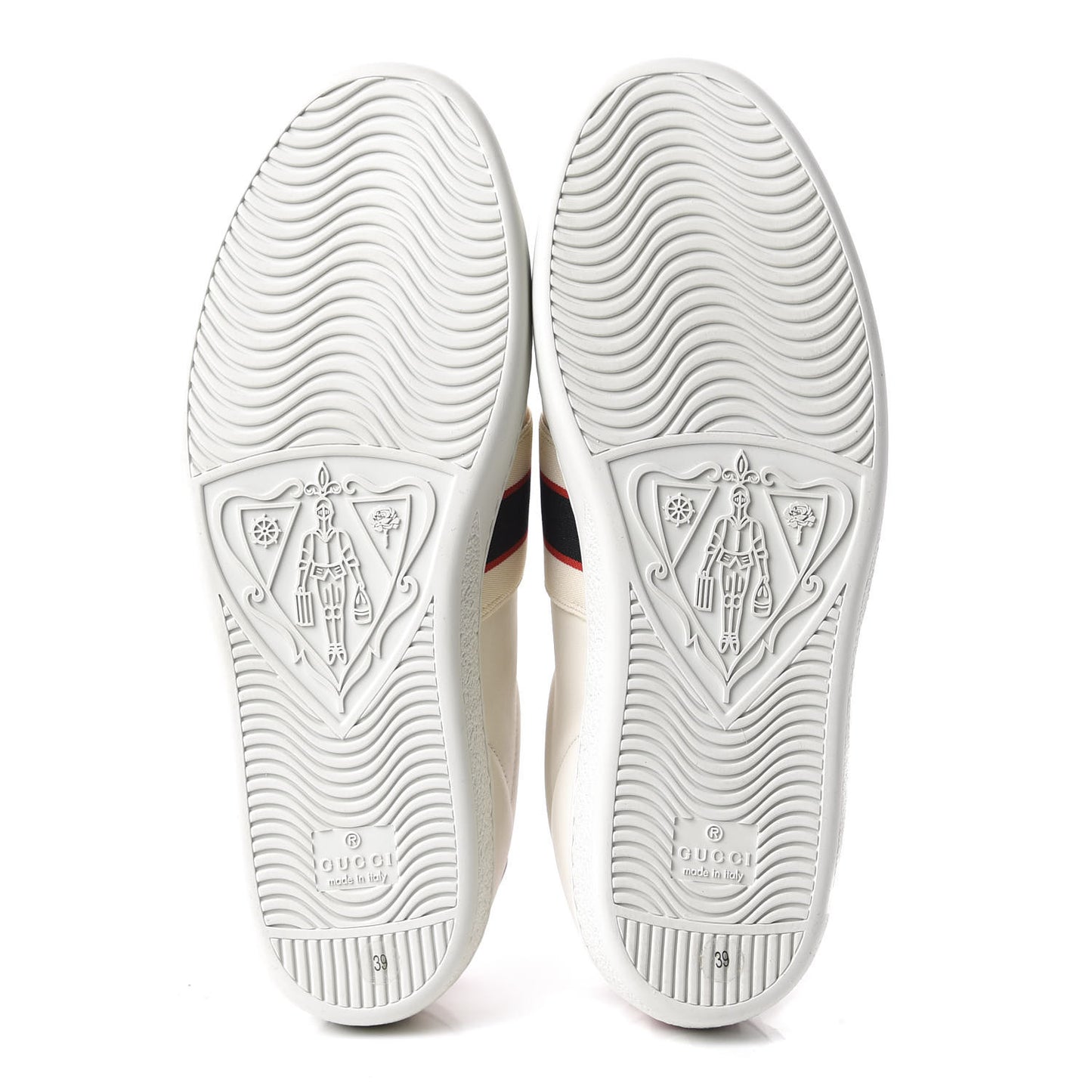 Calfskin Stripe Womens New Ace Sneakers 39 New Mystic White Ecru Red Flame
