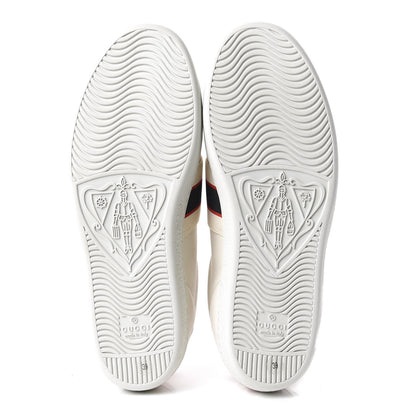 Gucci Calfskin Stripe Womens New Ace Sneakers 39 New Mystic White Ecru Red Flame 6 of 10