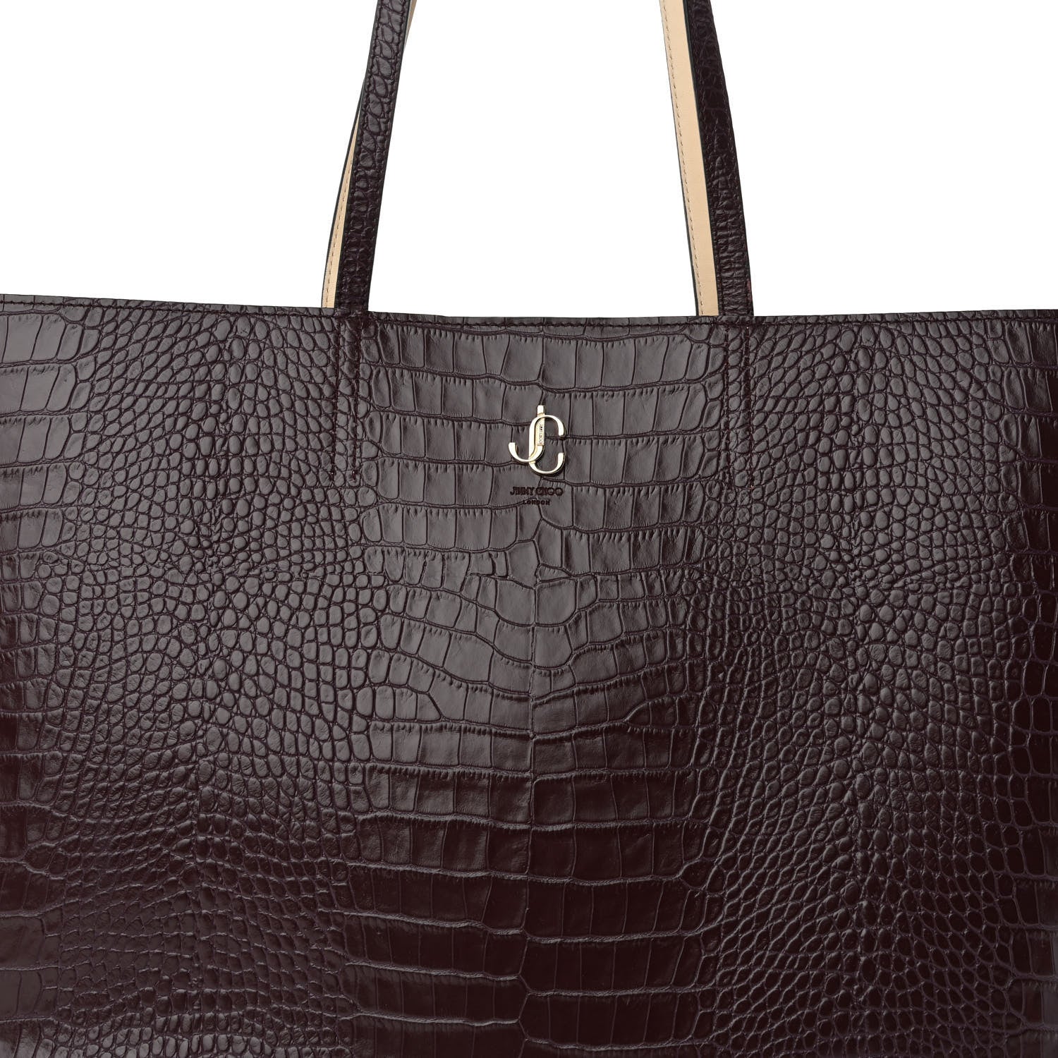 Jimmy Choo Crocodile Embossed Calfskin JC Tote Bordeaux 7 of 9