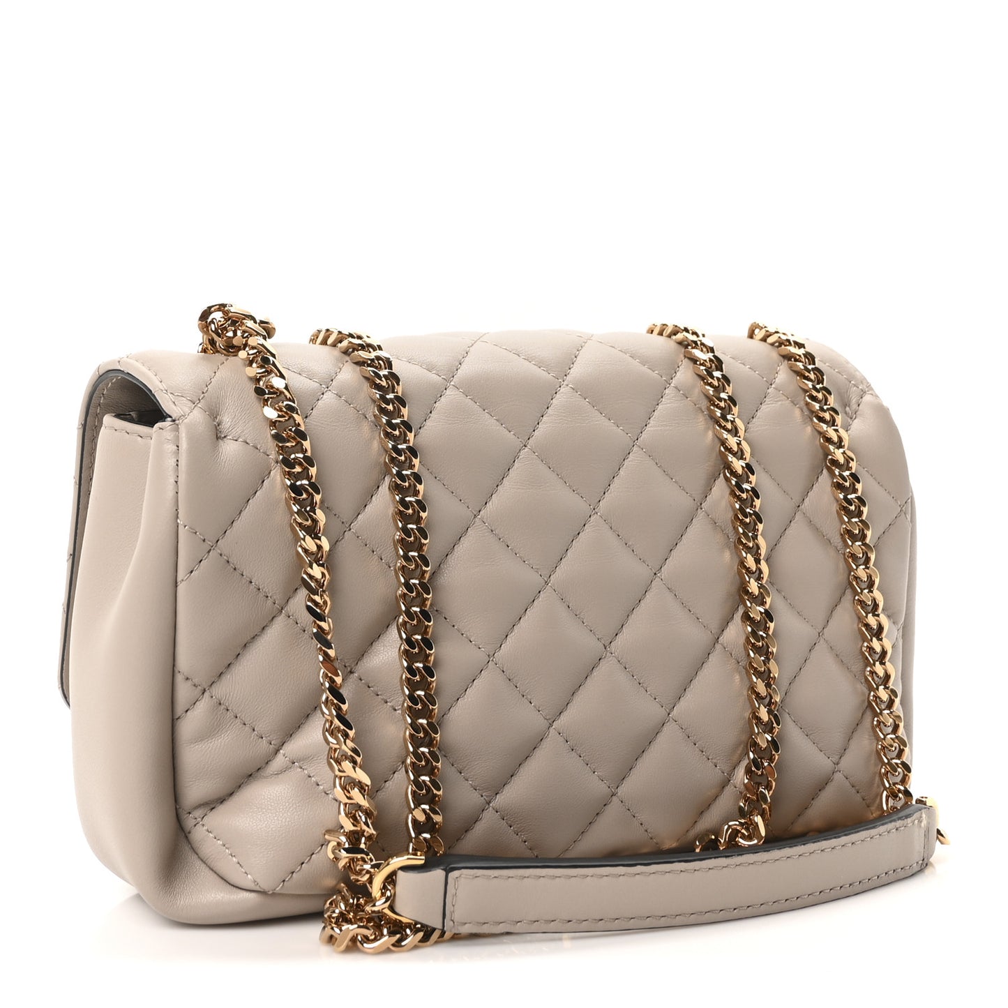 Nappa Quilted Medusa Medium Chain Crossbody Taupe