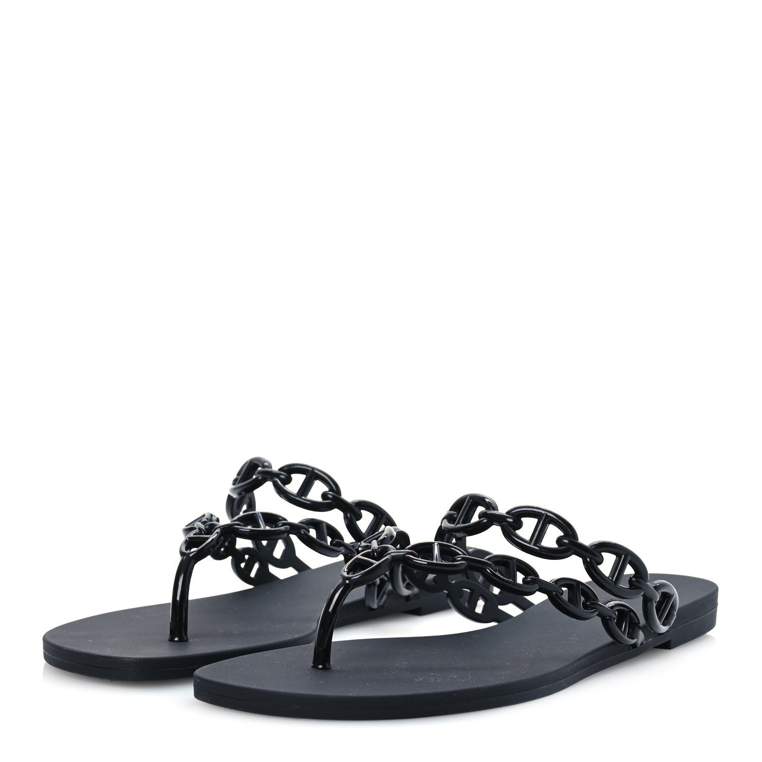 Hermes Rubber Chaine d'Ancre Island Sandals 38 Black 4 of 10