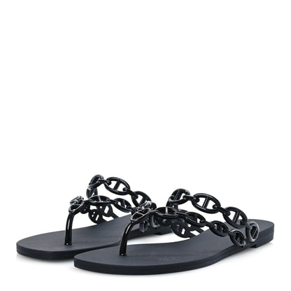 Hermes Rubber Chaine d'Ancre Island Sandals 38 Black 4 of 10