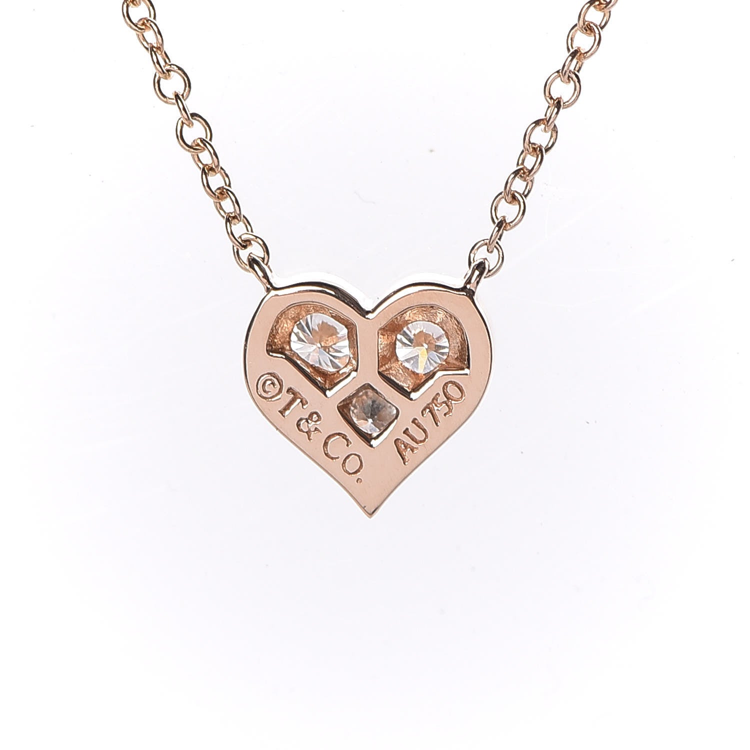 Tiffany 18K Rose Gold Diamond Heart Pendant Necklace 5 of 8