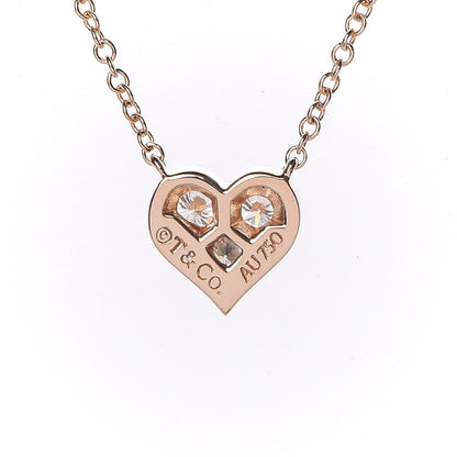 Tiffany 18K Rose Gold Diamond Heart Pendant Necklace 5 of 8