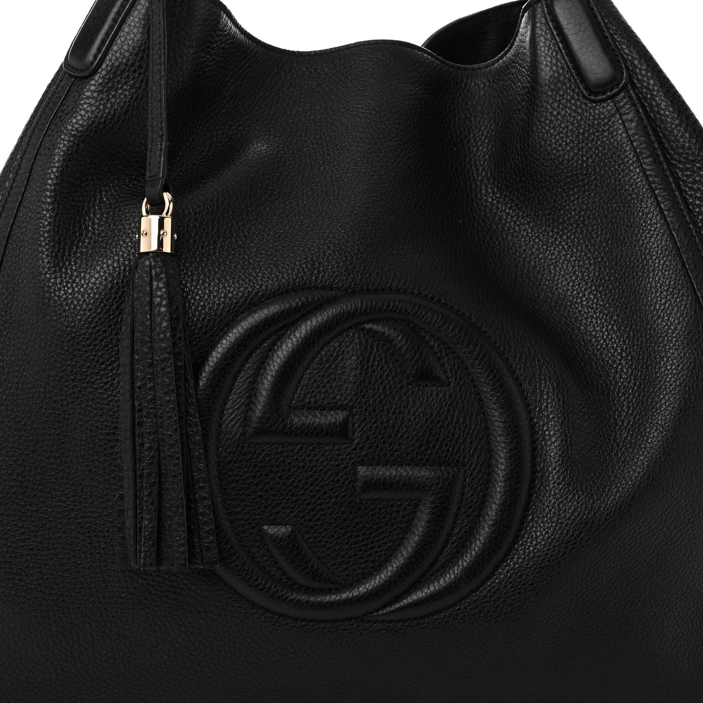 Pebbled Calfskin Large Soho Shoulder Bag Black