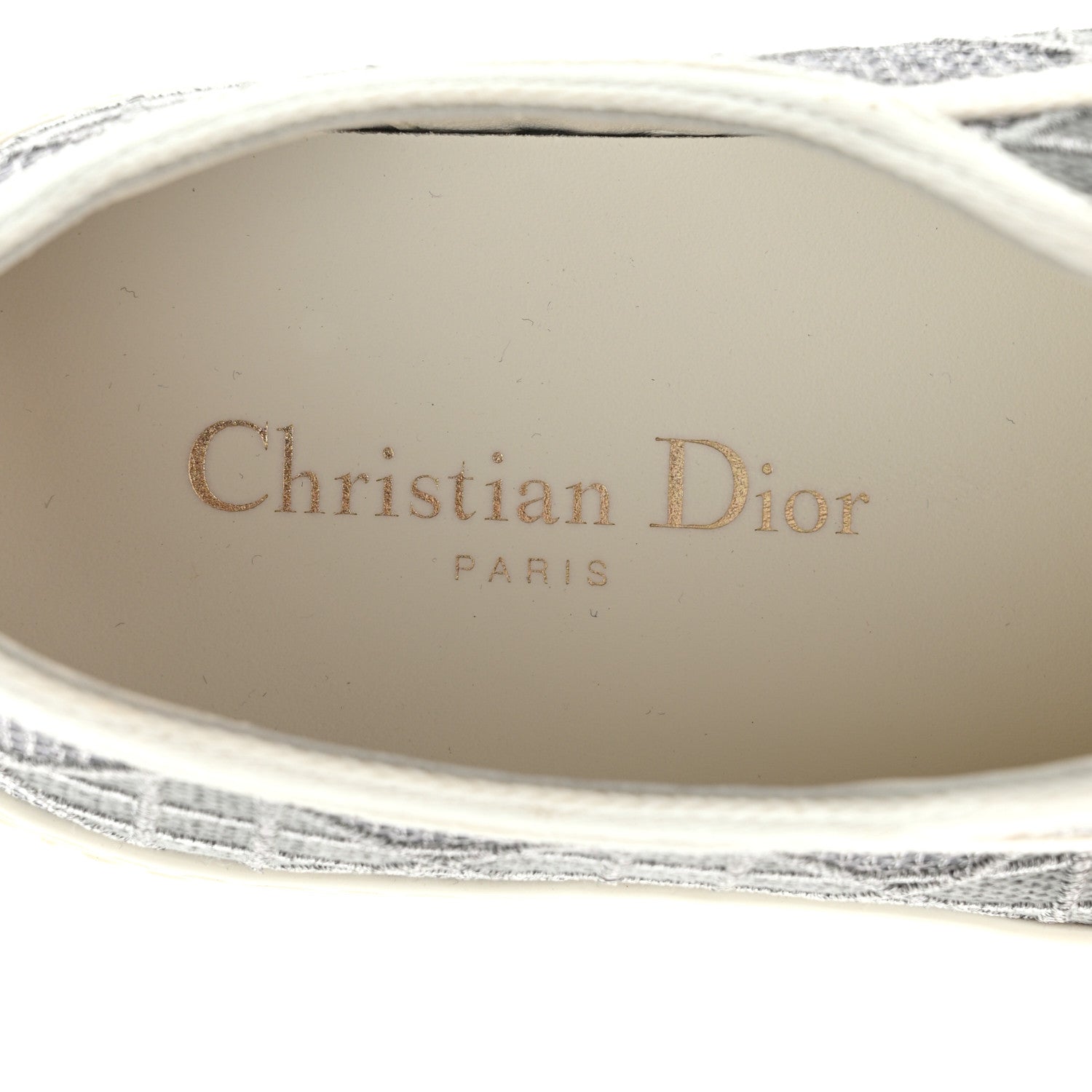 Christian Dior Laminated Canvas Cannage Embroidered Womens Walk'N'Dior Low Top Sneakers 37 Metal Grey 7 of 9
