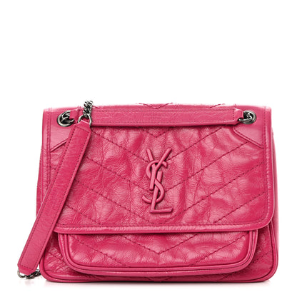 Saint Laurent Crinkled Calfskin Matelasse Monogram Baby Niki Chain Satchel Freesia 1 of 11