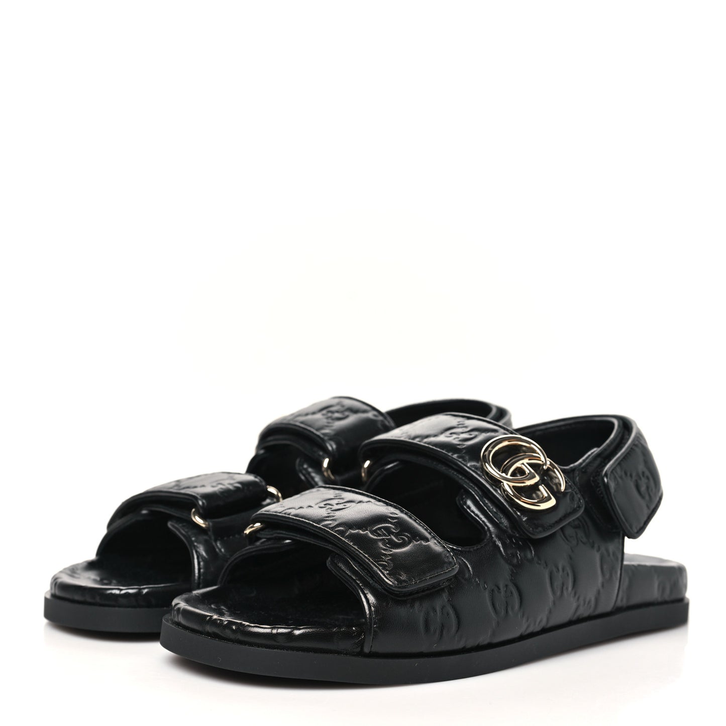 Guccissima GG Embossed Womens Sandals 36.5 Black