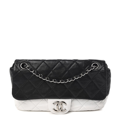 Chanel Lambskin Quilted Medium Flap Black White 1 of 10