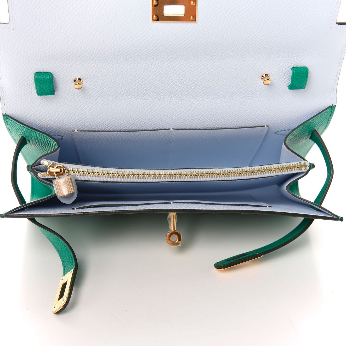 Epsom Kelly Wallet To Go Vert Jade Bleu Brume
