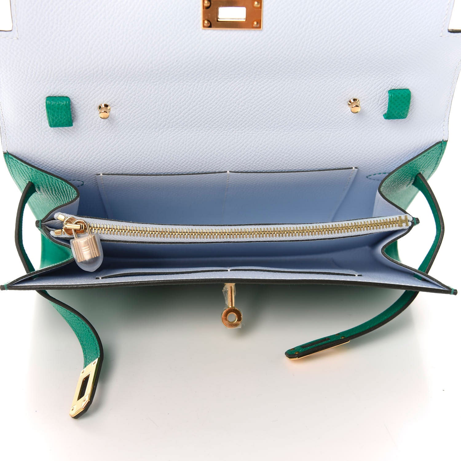 Hermes Epsom Kelly Wallet To Go Vert Jade Bleu Brume 5 of 10