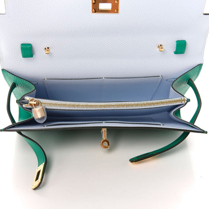 Hermes Epsom Kelly Wallet To Go Vert Jade Bleu Brume 5 of 10