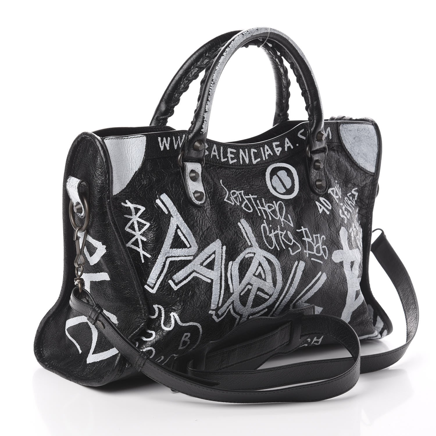 Balenciaga Agneau Arena Graffiti All Over Classic Hardware City Black White 2 of 7